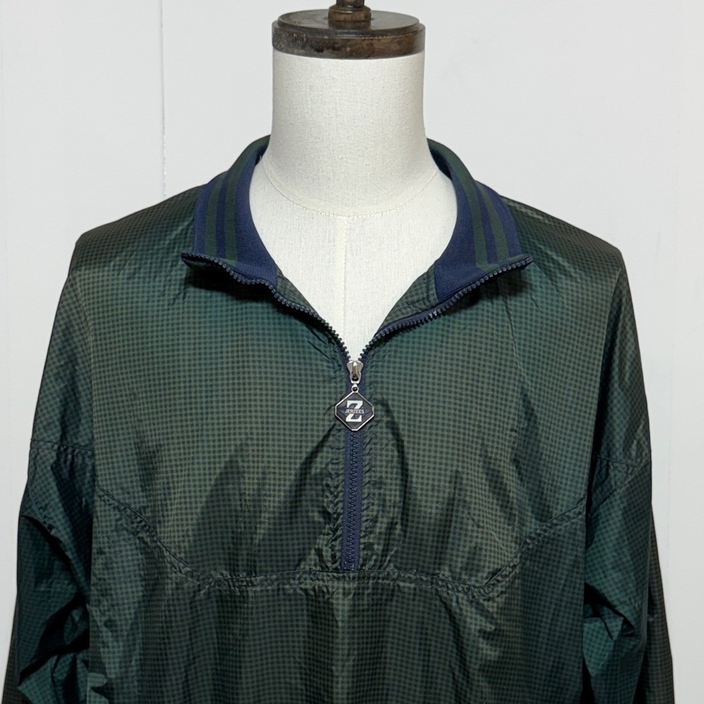 Vintage Jerzees Windbreaker Mens XL Green 1/4 Zip Golf Pullover Jacket